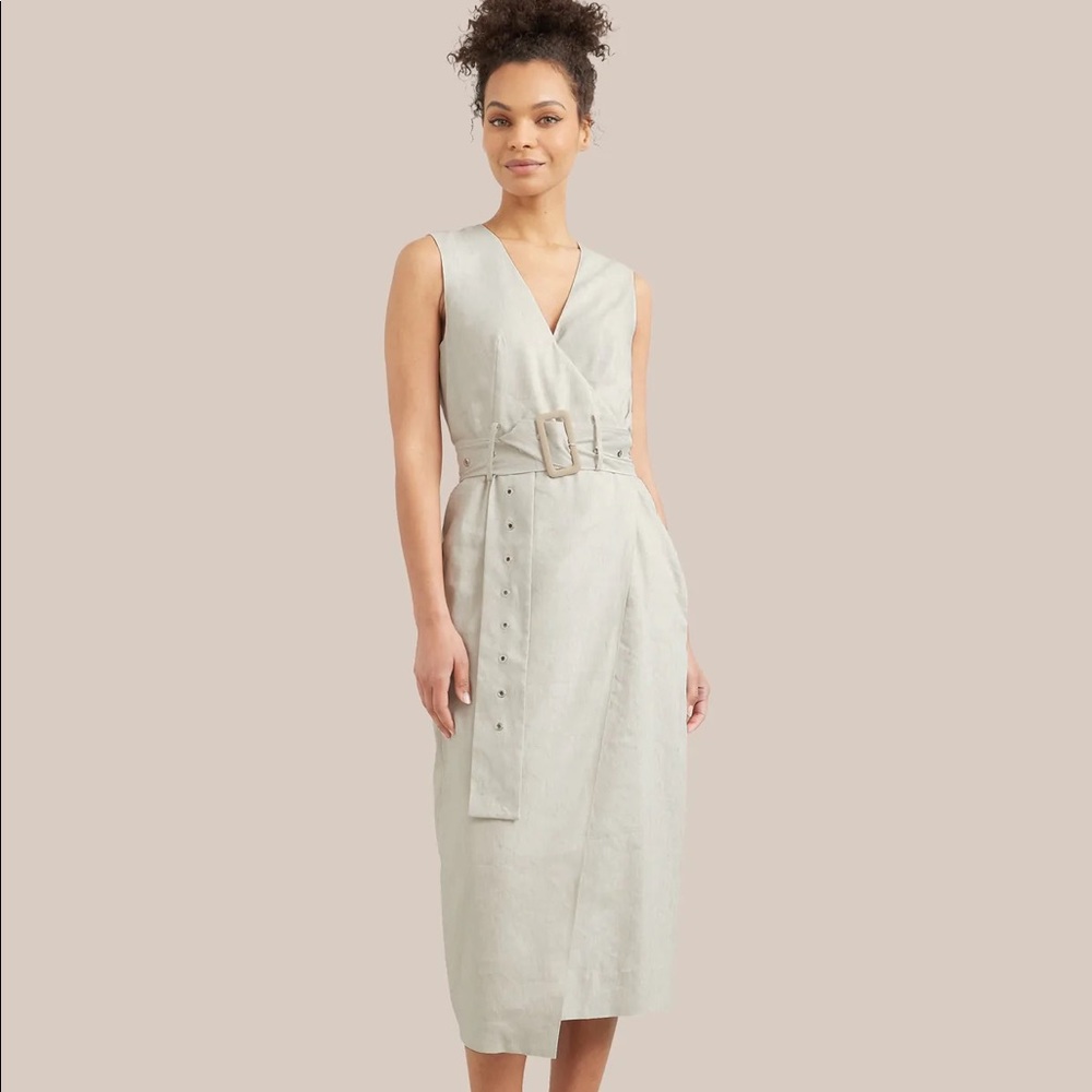 Modern Citizen Canela Belted Linen Wrap Midi Dress